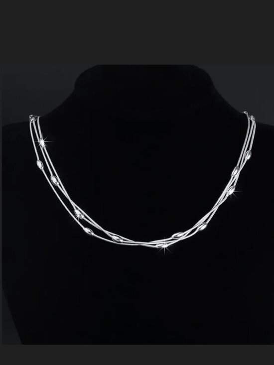 Jewelry - Silver Necklace for Women Charms Beads Luxury Fashion